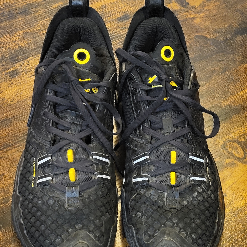Men's Black Athletic Sneakers with Yellow Accents
